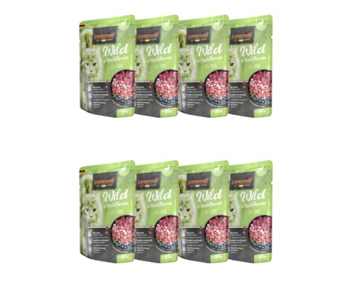 Leonardo Frischebeutel 8x85g | Katzenfutter | Nassfutter | Multi Bundle | Sparpaket | Pouch | Verschiedene Sorten (85g, 8X Wild+Heidelbeeren) von Warnick´s Tierfutterservice