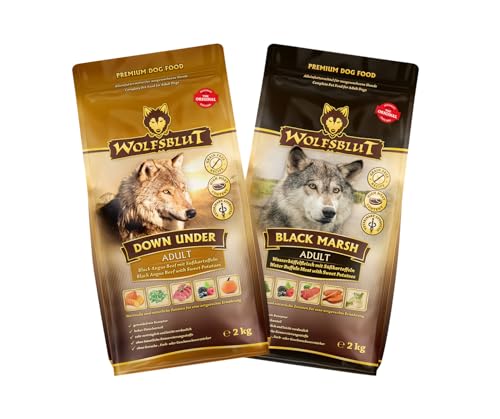 Wolfsblut Hund Adult | Trockenfutter | Multi Bundle | Mix Paket | Sparpaket | 2 x 2 kg | Verschiedene Sorten (2 x 2 KG, 1x Down Under, 1x Black Marsh) von Warnick´s Tierfutterservice