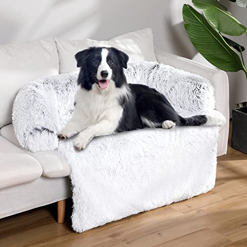 Luxuriöse beruhigende Hunde- und Katzenbett-Matten, waschbar, abnehmbar, Plüsch, lange Fellmatte für Haustiere, perfekt für kleine, mittelgroße und große Hunde und Katzen, quadratisch, braun, L von Warton