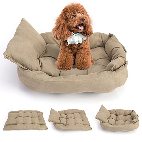 Washranp 3-in-1-Hundebett Komfortable Haustiermatte Sofa Maschinenwaschbar Hundehütten-Schlafbett Mit Mehreren Größen Für Kleine Mittelgroße Hunde Kissenbett Waschbar M von Washranp