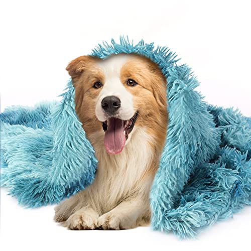 Washranp Dog Blanket Soft Plush Double Sided Warm Washable Pet Snuggle Blanket Comfortable Sofa Living Room Sleeping Mat Dog Cats Blue L von Washranp