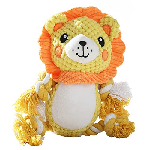 Washranp Pet Plush Toy Cartoon Löwe Affe Form Polyester Molar Squeaky Dog Chew Toy Pet Supplies for Home Lion von Washranp