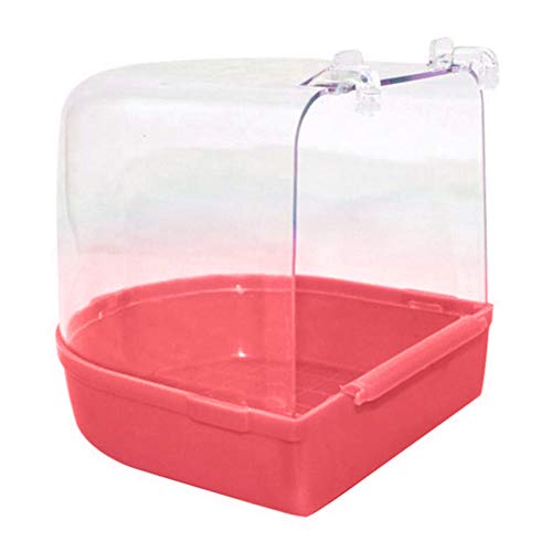 Washranp Vogelbadewanne Mit Transparenter Oberer Abdeckung, Haustier Vogel Papagei Transparente Badewanne Badewanne Duschbox Hängekäfig Dekor Vogelkäfig Zubehör Rosa von Washranp