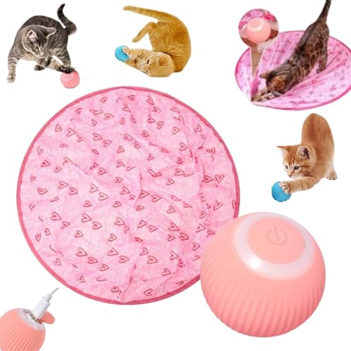 Watfeeot 2 in 1 simuliertes interaktives Jagdkatzenspielzeug, Gitarre Katzenspielzeug, Katzenmatte, Rolling Smart Ball Katzenspielzeug, interaktives Jagdkatzenspielzeug von Watfeeot