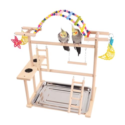 Watreketal Papageien Vogel Gym Spielständer Set Holz Sittiche Spielplätze Wellensittiche Spielzeug Vogelständer für kleine Vögel von Watreketal