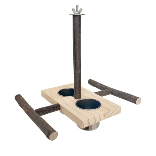 Watreketal Vogelsitzstange Natur Molar Stand Futterbecher für Papageien Sittiche Wellensittiche Grinding Scratchers für kleine Papageien von Watreketal