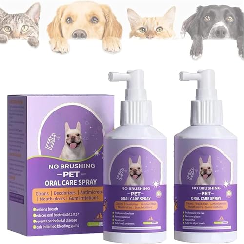 Wbietu Sofenthiss Zahnreinigungsspray für Hunde und Katzen, 2024 Neues Pet Clean Teeth Spray, Pet Oral Spray Clean Teeth, No Brushing Pet Oral Care Spray, Pet Breath Freshener Spray (2 Stück) von Wbietu