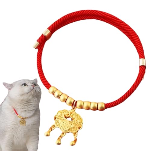 Haustier-Neujahrs-Halsband, Haustier-Halsband, Haustier-Charm-Halskette, kleine Hunde-Halskette, verstellbare Haustier-Halskette, Glücks-Gold-Segenschloss oder Rassel-Charm-Halskette, verstellbar für von Wcybym