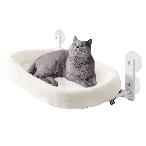 Katzenhängematte | Platzsparende Sitzstangen für Katzen mit Saugnäpfen | Katzenhängematte mit wendbarem Bezug | Wandmontierte, atmungsaktive Katzenregale | Kompakter, warmer Ruheplatz für Katzen und K von Wcybym