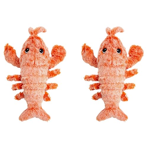 Wdesrgt 2X Floppy Lobster PlüSch Springender Interaktives Spielzeug Bewegungsaktiviertes Bewegliches Haustierspielzeug, PlüSch-Haustier-Kauspielzeug,B von Wdesrgt