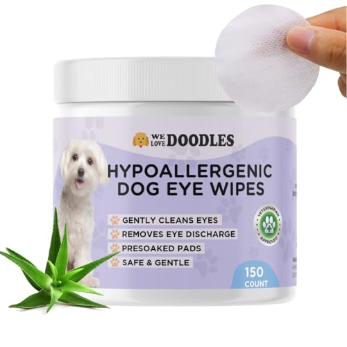 We Love Doodles Hundeaugen-Tücher – reinigen Sie sanft die Augen mit vorgetränkten Haustier-Augentüchern und sicherem Hundeaugenreiniger – effektiver Hunde-Tränenfleckenentferner (150 Stück) von We Love Doodles