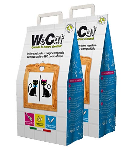 WeCat 70 Tage (Set mit 2 Säcken à 3,5 kg) Katzenstreu Pflanzensand von WeCat