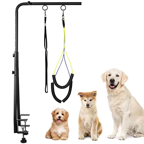 WeGXY Fellpflegetisch für Hunde, höhenverstellbar, mit Doppelklemme, für kleine und mittelgroße Hunde, Fellpflege-Schlinge und kein Sitz-Haunch-Halter, 88,9 cm von WeGXY