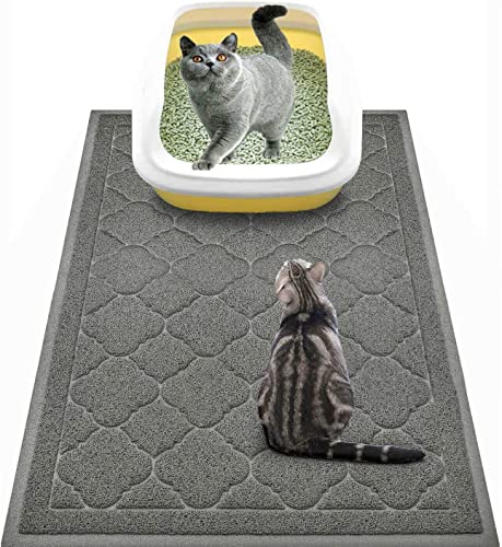 WePet Cat Litter Mat Jumbo Cat Litter Catcher Mat, Large Size, 60 x 90 cm, Premium Durable Soft PVC Carpet, No Phthalate, Urine, Waterproof, Litter Control, Cat Litter Tray Pad, Grey von WePet