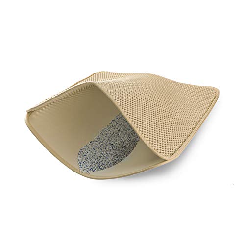 WePet Katzenklo Matte, Katzenstreu Fangmatte – mittlere Größe, Wabenstruktur, doppellagige Matte, kein Phthalat, Urin, wasserdicht, leicht zu reinigen, Streukontrolle, 61 x 38.1 cm, Beige von WePet