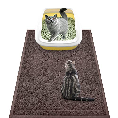 WePet Katzenklo Matte Jumbo, Kitty Litter Trapping Mess Mess Mat Große Größe, 89 x 58 cm, Premium Durable Soft PVC Teppich, Kein Phthalat, Urin Wasserdicht, Streukontrolle, Katzenklo Pad, Braun von WePet