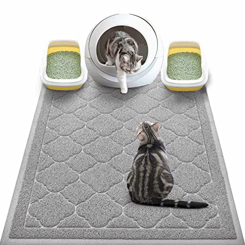 WePet Katzentoilettenmatte, Kitty Premium PVC Pad, langlebiger Fangteppich, phthalatfrei, urinbeständig, Streukontrolle, XXL, 119,4 x 91,4 cm, Kadettengrau von WePet