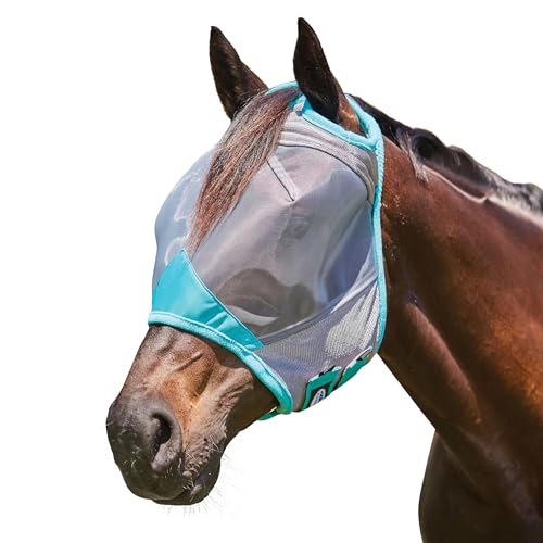 WeatherBeeta ComFiTec Deluxe Feinmaschige Maske, grau/türkis, warmblut von Weatherbeeta