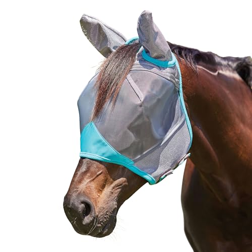 WeatherBeeta ComFiTec Deluxe Feinmaschige Maske mit Ohren, Grau/Türkis, Full von Weatherbeeta