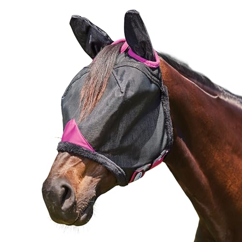 WeatherBeeta ComFiTec Deluxe strapazierfähige Netzmaske mit Ohren, schwarz/lila, kleines Pony von Weatherbeeta