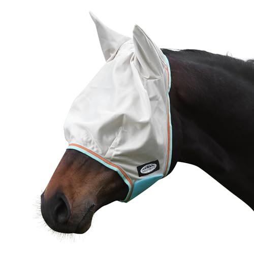 WeatherBeeta ComFiTec Essential Mesh Maske, Beige/Türkis/Orange, Pony von Weatherbeeta