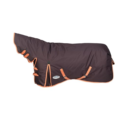 WeatherBeeta ComFiTec Essential Pferdedecke mit Kombi-Hals, Größe M, Pflaume/Orange/Grau, 1,52 m von Weatherbeeta