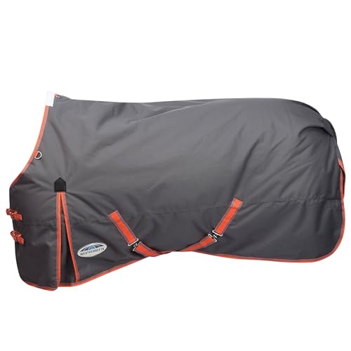 WeatherBeeta ComFiTec Essential Plus Pferdedecke mit Standardkragen, Größe M, Grau/Orange/Blau, 205,7 cm von Weatherbeeta