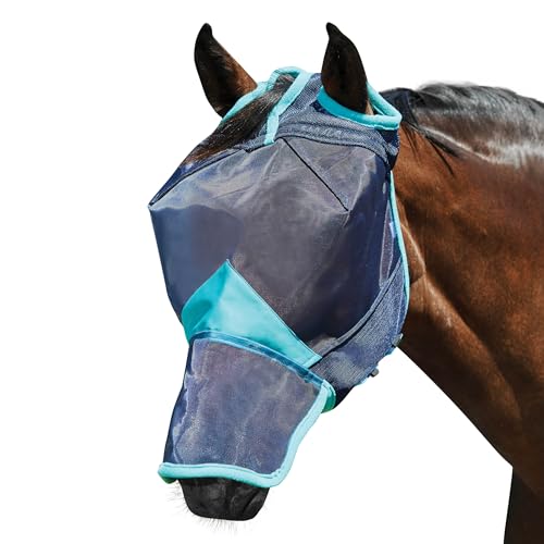 Weatherbeeta Comfitec Deluxe Feinmaschige Maske mit Nase, Marineblau/Türkis Mini von Weatherbeeta