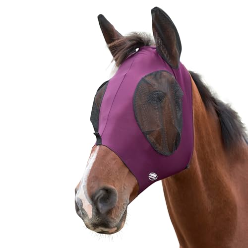 Weatherbeeta Deluxe Stretch Bug Eye Saver mit Ohren, Violett / Schwarz von Weatherbeeta