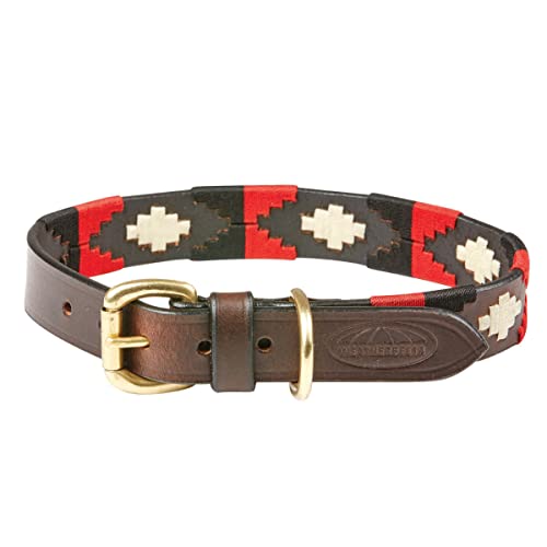 Weatherbeeta Polo Leder Hundehalsband - Cowdray Braun/Schwarz/Rot von Weatherbeeta