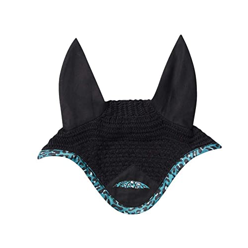 Weatherbeeta Prime Luxe Leopard Ear Bonnet Fly Veil Full Size Turquoise Leopard von Weatherbeeta