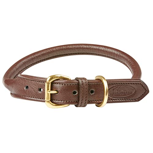 Weatherbeeta Rolled Leather Dog Collar Large Brown von Weatherbeeta