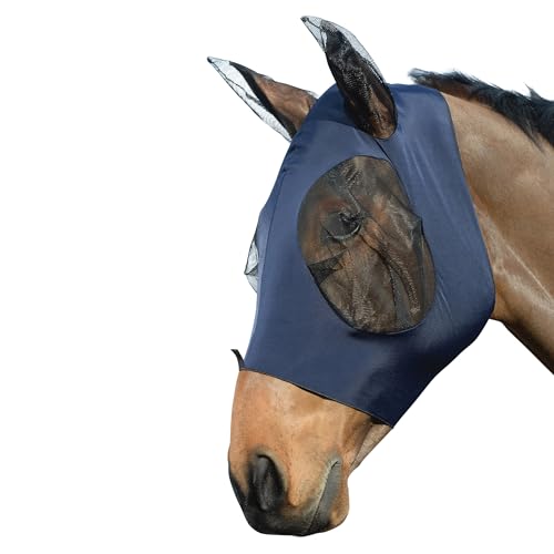 Weatherbeeta Stretch Bug Eye Saver with Ears Fly Mask Mini Navy Black von Weatherbeeta