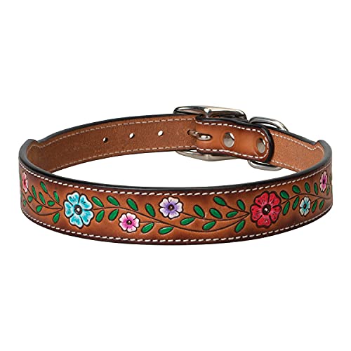 Weaver Pet - Helles geöltes Leder – bemaltes florales Lederhalsband von Weaver Pet