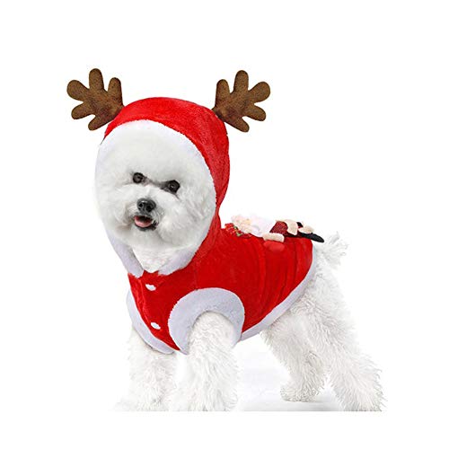 Webuyii Weihnachtsmann-Elch-Hunde-Kostüm, warm, Hoodies für Kneipen, Katzen, Urlaub, Haustier-Kleidung von Webuyii