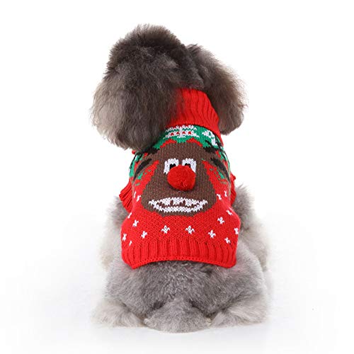 Webuyii Weihnachtspullover für Hunde, mit niedlichem Rentier Muster, gestrickt, warm, weich, Größe M von Webuyii