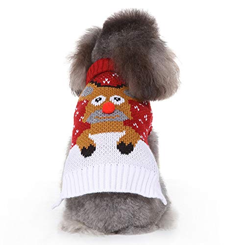 Webuyii Weihnachtspyjama für Hunde, mit niedlicher roter Nase, Rentier, Strickmantel, weich, Größe L von Webuyii