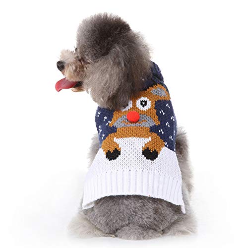 Webuyii Weihnachtspyjama für Hunde, mit niedlicher roter Nase, Rentier, Strickmantel, weich, Größe XL von Webuyii