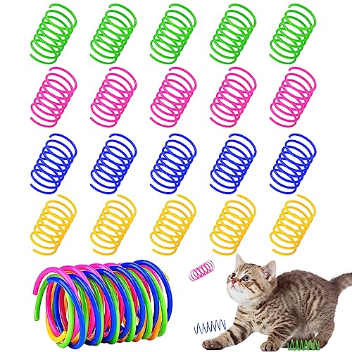 WeddHuis 20 Stück Katze Spielzeug, Buntes kreatives Kunststoff Spiralfedern Spirale,Spielzeug Spiralfedern Neuheit Haustiere Spielzeug Bunte Spiralfedern Spring Spirale für Katze von WeddHuis