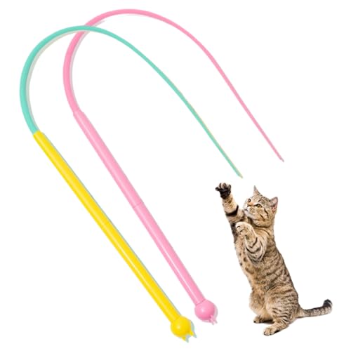 2pcs Katzen Teaser Zauberstab weiche Silikonkatze Zauberstab Spielzeug 31.5 Mausschwanz Design Interaktives Katzenstock -Katzenspielzeug mit Bellkatze Zauberstab Spielzeug für Innenkatze und Kätzchen von Weddflower