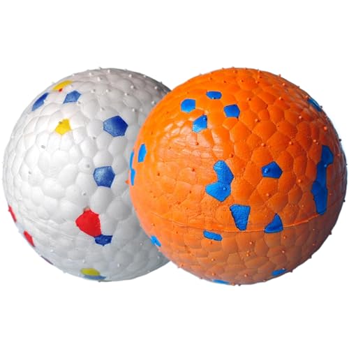 Weddflower 2pcs Hundekugeln 2,8 Zoll weiß und orange unzerstörbarer Hundeball Interaktiver Hund Spielzeugball zum Abrufen von ETPU -Hundebällen für Aggressive Kauen Holen von Weddflower