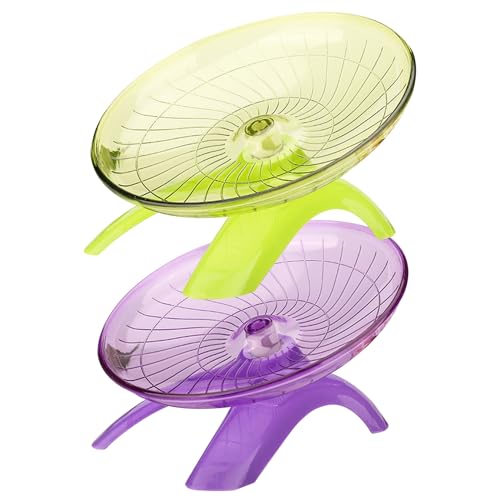 Weddflower Hamsterrad, 7 Zoll ruhiges Hamsterrad, 2 Teile UFO Laufen Rattenrad transparentes PS-Pet-Pet-Drehspielzeug für Hamster, Rennmäuse, Zucker Bandicoots von Weddflower