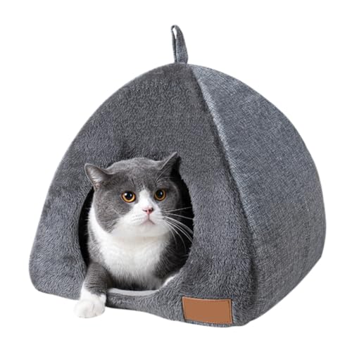 Wedhapy Cat Tipee Katzenbetten Katzenhöhle Bett Katze Iglu Bett mit waschbaren abnehmbaren Kissen Haustier Nest Hunde Schlafsofa dunkelgrau l von Wedhapy