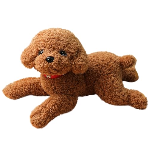 Hund Plüsch niedlich lebhafter Teddy -Hund -Paar -Spielzeug 14 -Zoll -Baumwolle gefülltes Plüschhundspielzeug mit Kragen dekorativ gefülltem Hund für Couchsofa, Hellbraun von Wedhapy