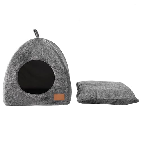 Katzenbett, Katzenhaus, Katzenhöhle, Katzen-Iglu, 35,6 x 35,6 x 38,1 cm, halbgeschlossenes Katzenhöhlenbett mit abnehmbarem, waschbarem Kissen, rutschfestes Katzenhaus, weiches und warmes von Wedhapy