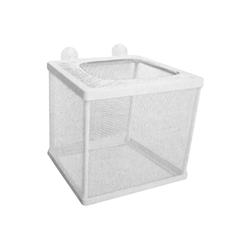 Plastikrahmen NET Fry Fry Beilery Mesh Fish Breeding Box Fisch Zuchtnetz Fischbraten Brüterei Züchter Box Trennung Netz für Aquarium mit 4 Saugnäpfeln Weiß von Wedhapy