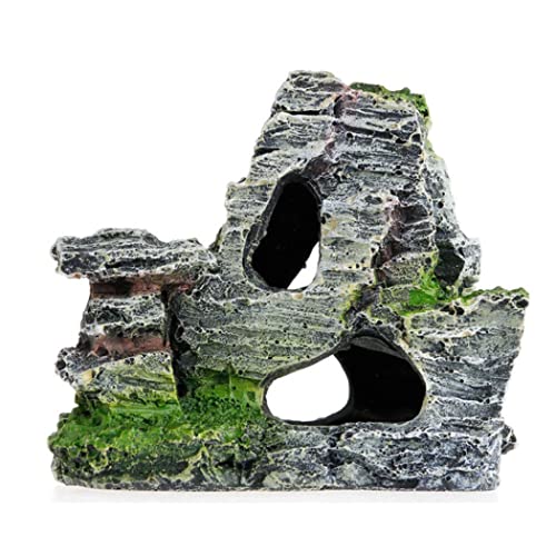 Wedhapy Fischtankdekorationen Fischtankfelsen Aquarium Ornament Aquarium Rockery Hiding Rock Cave Decor Unterwasser Landschaft Bergansicht Orament Fischtank Rockerie von Wedhapy