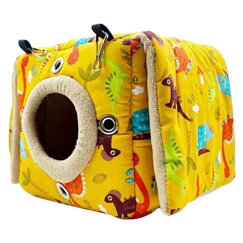 Wedhapy Papageienbett Vogelbett für Käfig 20 x 20 x 20 cm warmes Papageienbett hängende/stehende Vogelhängematte mit doppeltem Vorhang Papageiennest mit abnehmbarem Kissen von Wedhapy