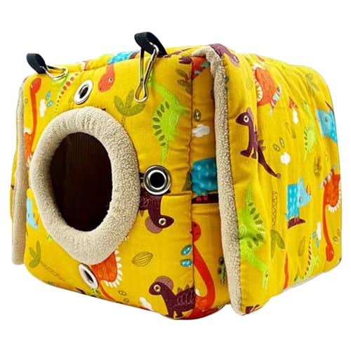 Wedhapy Vogelbett für Käfig Papageienbett 20x20x20 cm warmes Papageienbett zum Aufhängen/Stehen Vogelhängematte mit Doppelvorhang Papageiennest mit abnehmbarem Kissen von Wedhapy