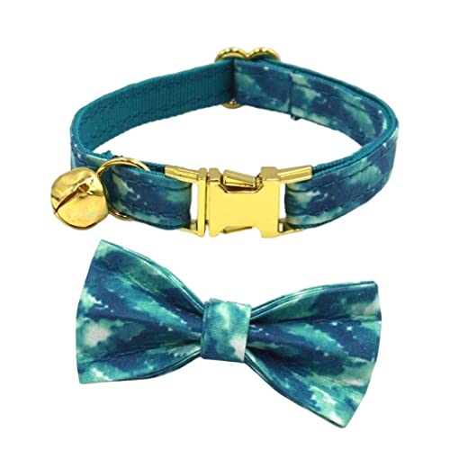 Boy Katzenkragen Katzenkragen Bow Set mit Zinklegungsschnalle und Glockenleichter Hund Weiche Katzenkragen Fliege (Achate Green) s von Weduspaty